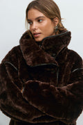 Faux fur bonded short jacket - Creme
