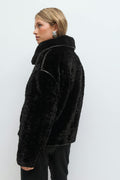Faux fur bonded short jacket - Noir