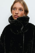 Faux fur bonded short jacket - Noir