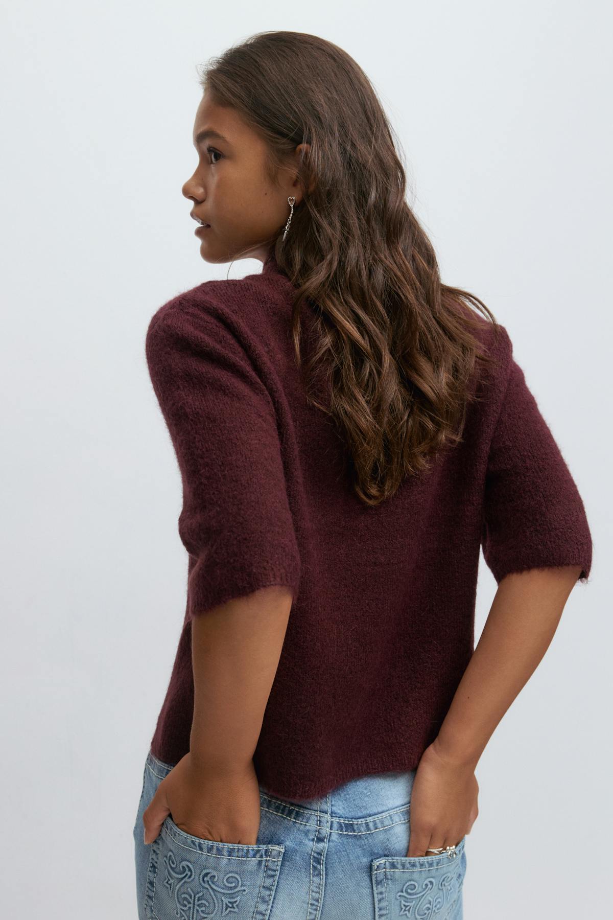 Y knitted top - Bordeaux foncé