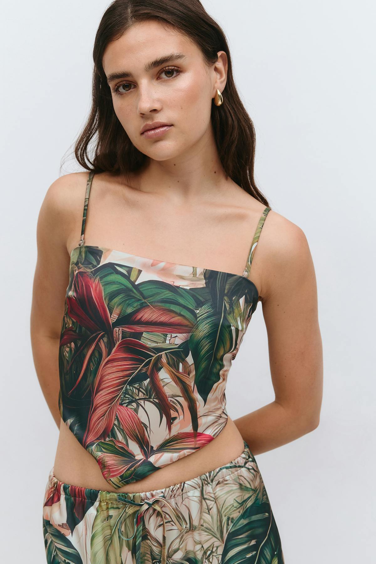 Satin scarf top - Egret