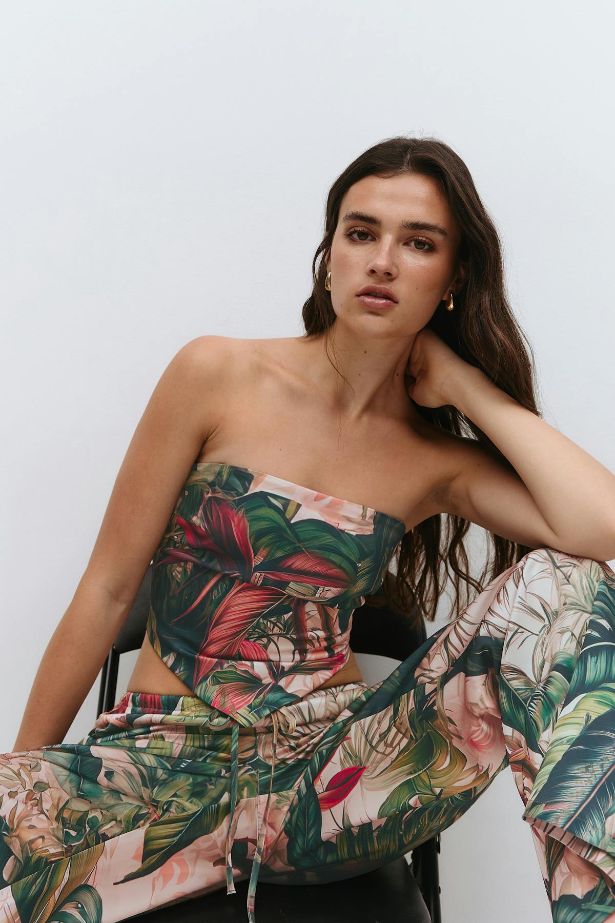Satin scarf top - Egret