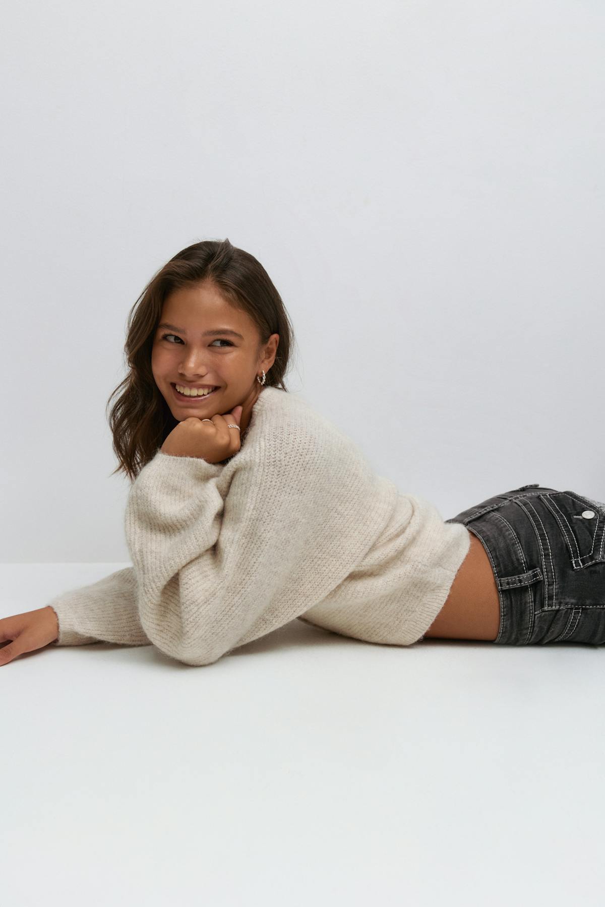 Y knitted bolero - Oat melange