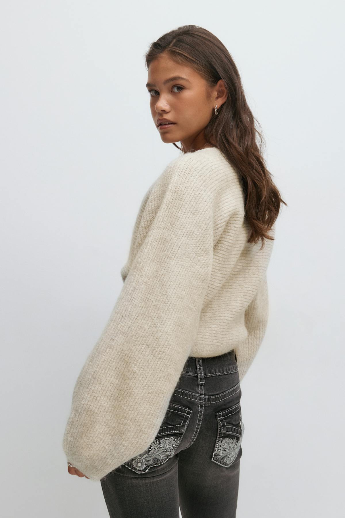 Y knitted bolero - Oat melange