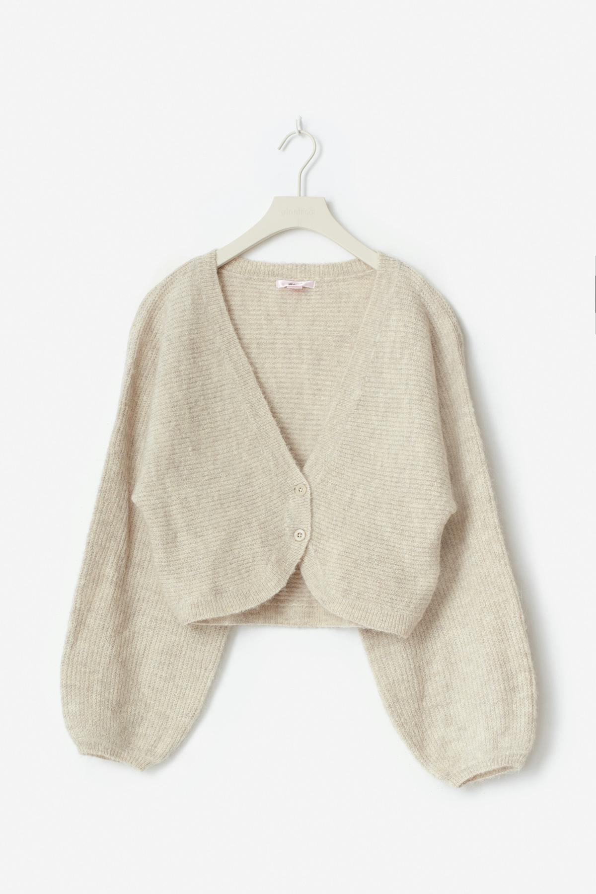 Y knitted bolero - Oat melange