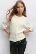 Y knitted short sleeve top - Gardenia