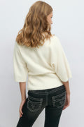 Y knitted short sleeve top - Gardenia