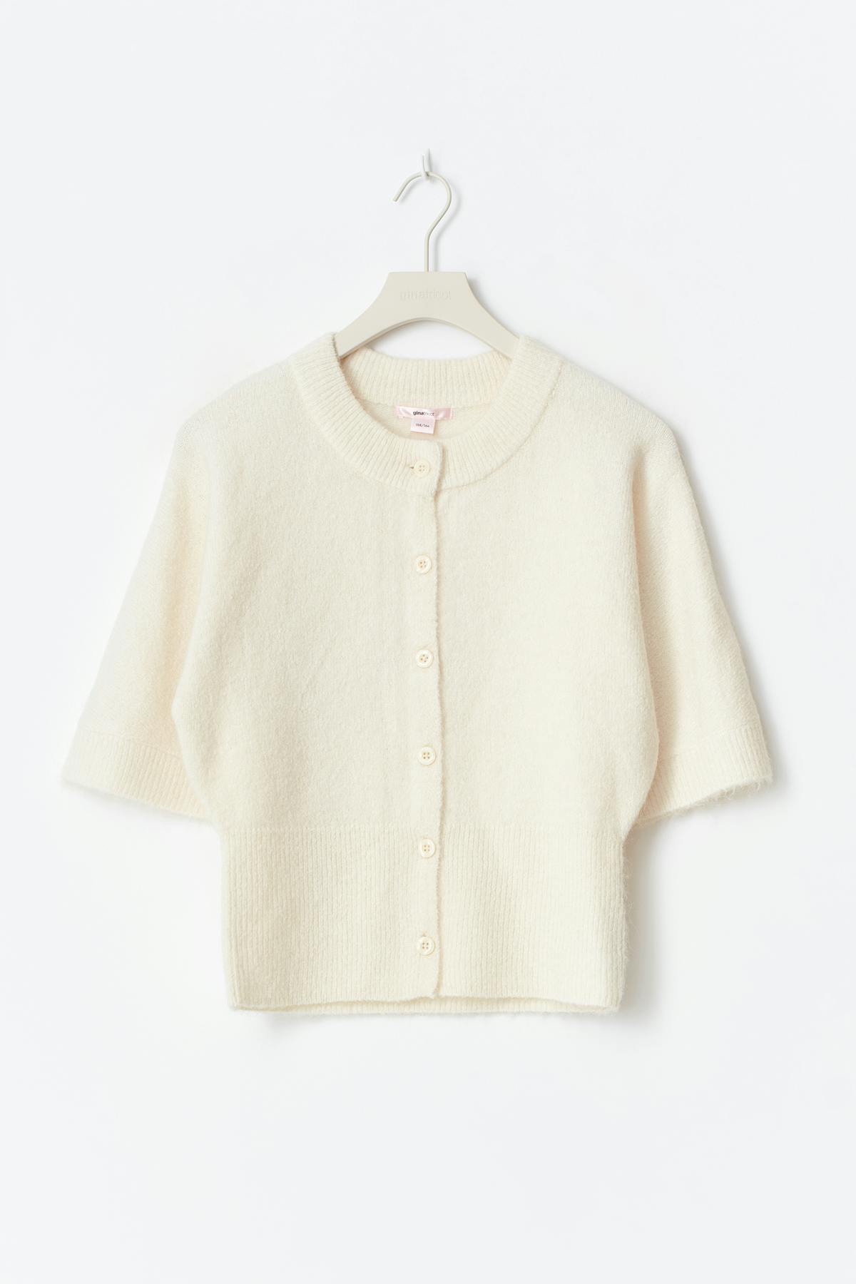 Y knitted short sleeve top - Gardenia