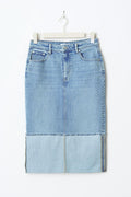 Remade fold up denim skirt - Mid blue