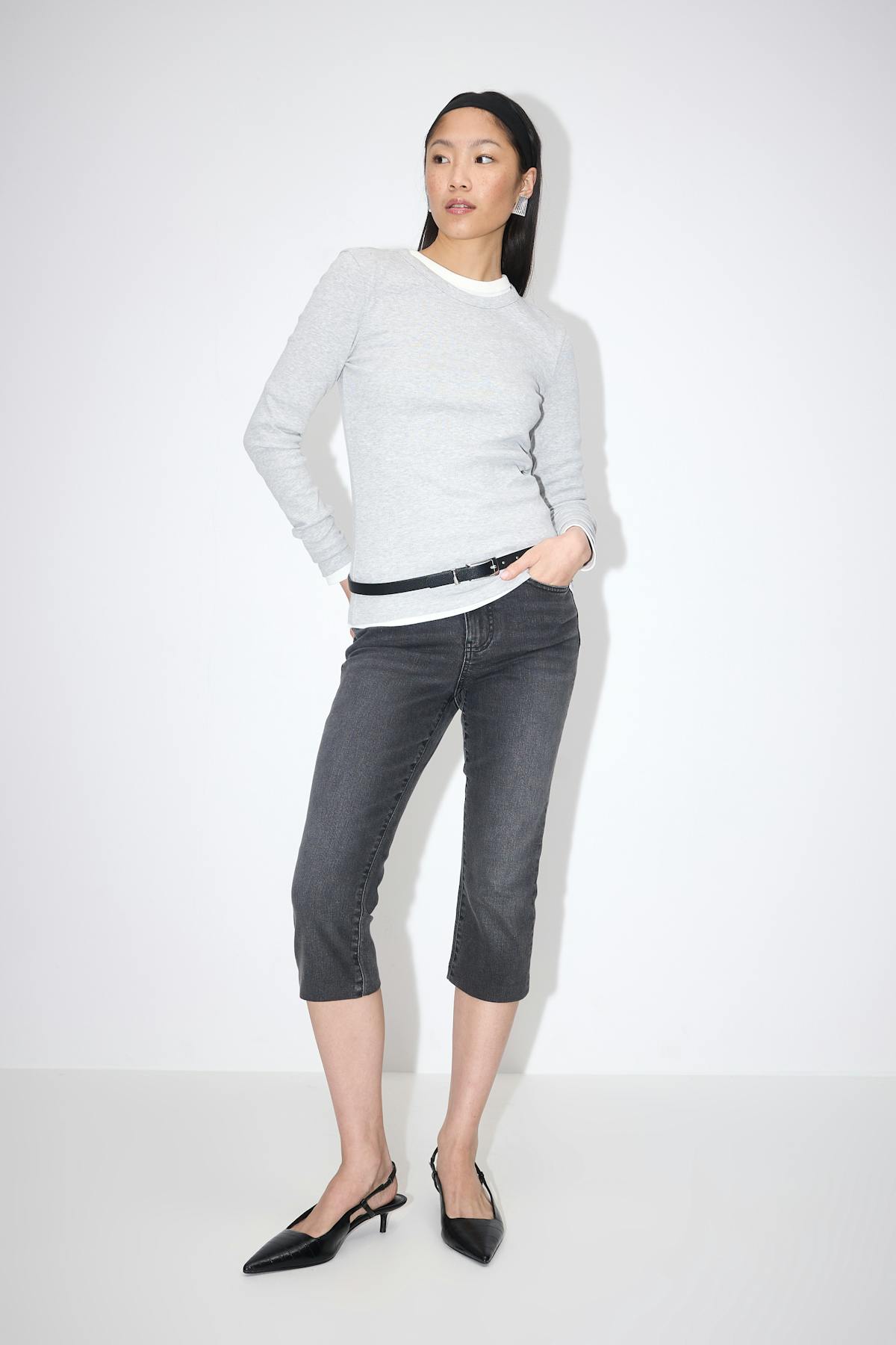 Remade capri jeans - Offblack