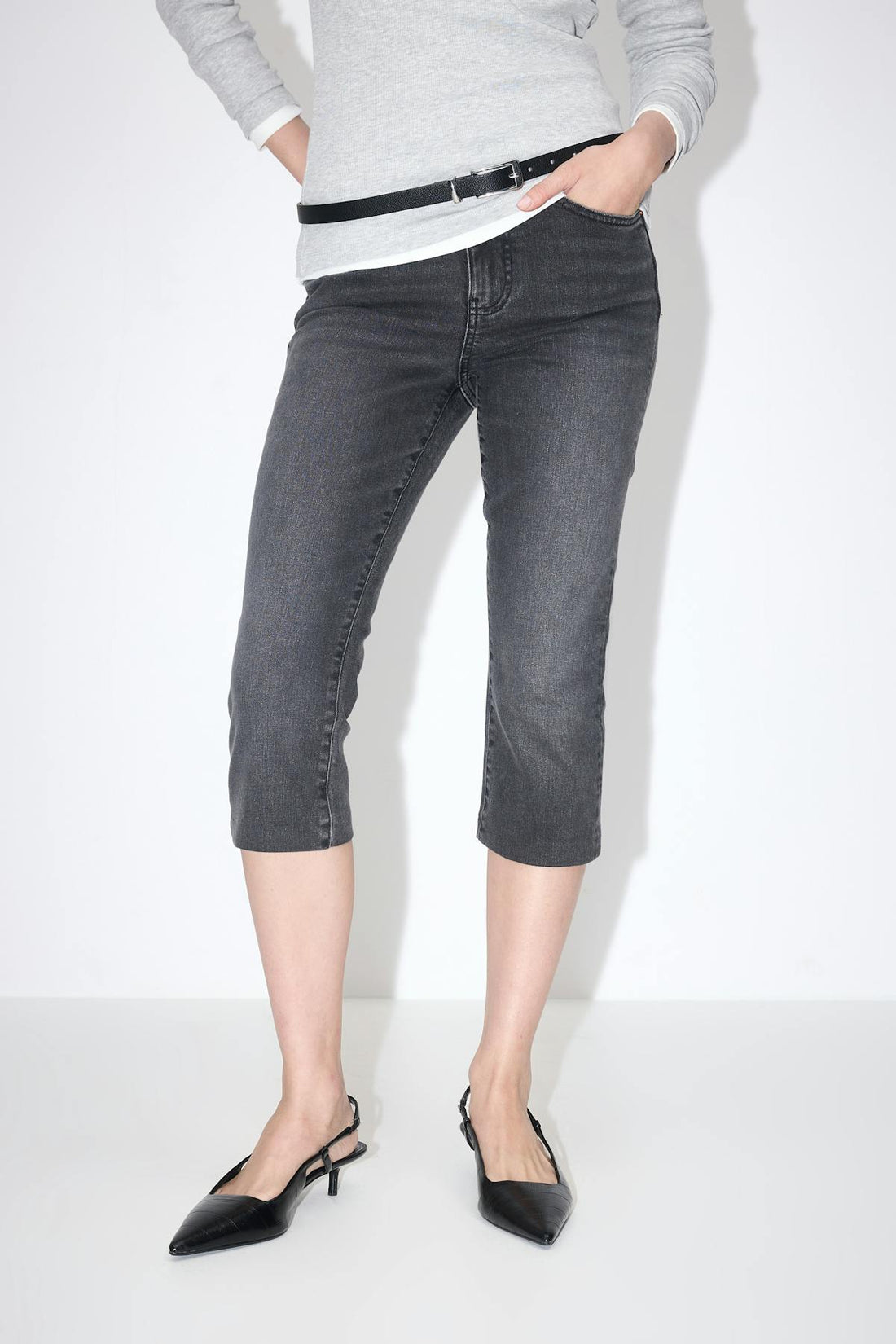 Remade capri jeans - Offblack