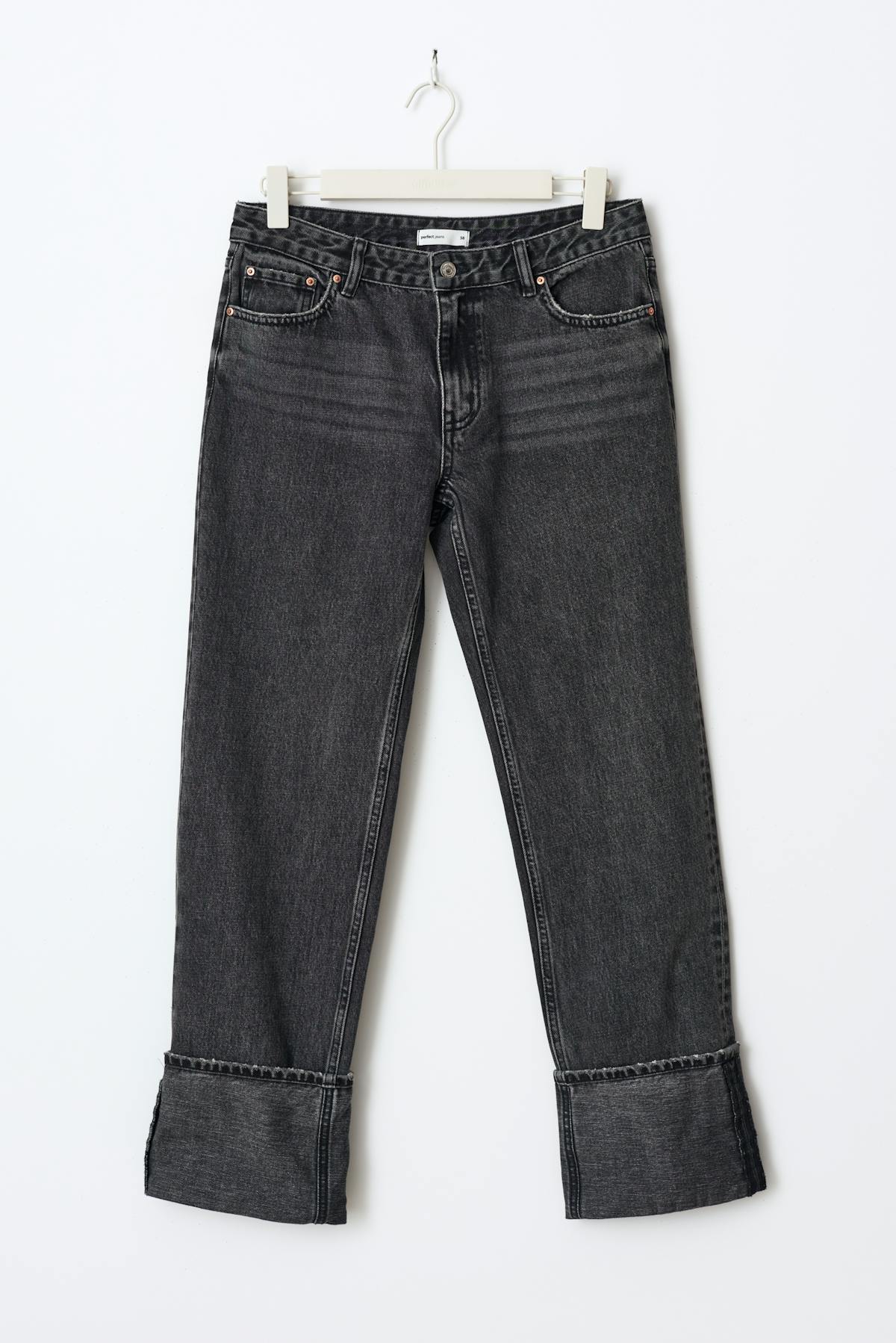 Remade fold up jeans - Offblack