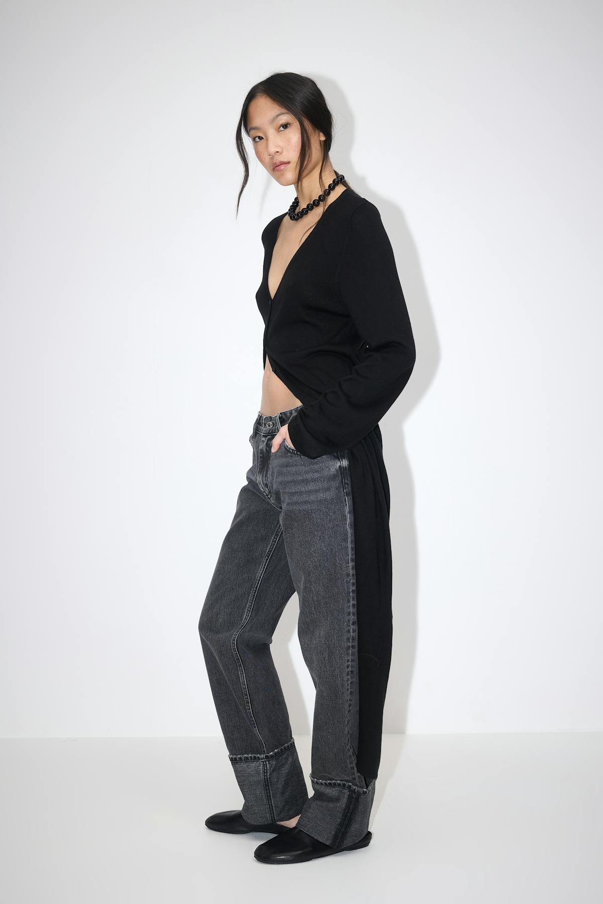 Remade fold up jeans - Offblack