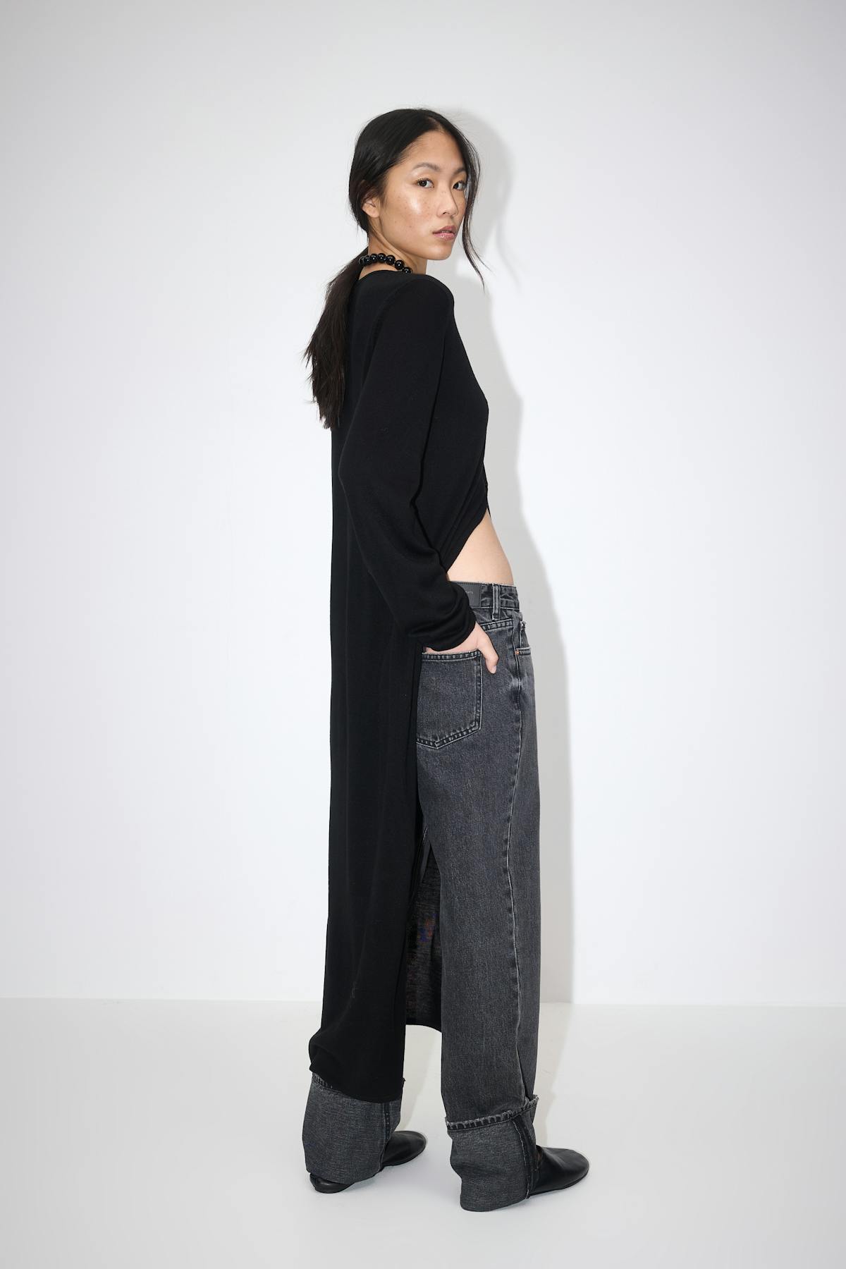 Remade fold up jeans - Offblack