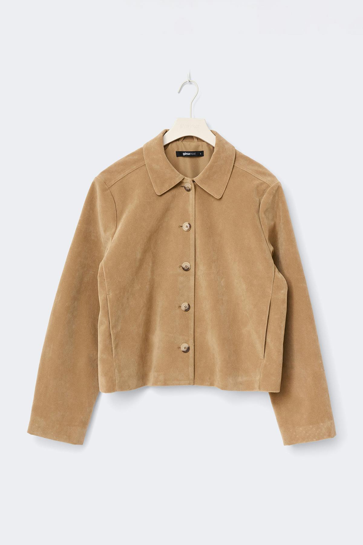 Faux suede short jacket - Beige