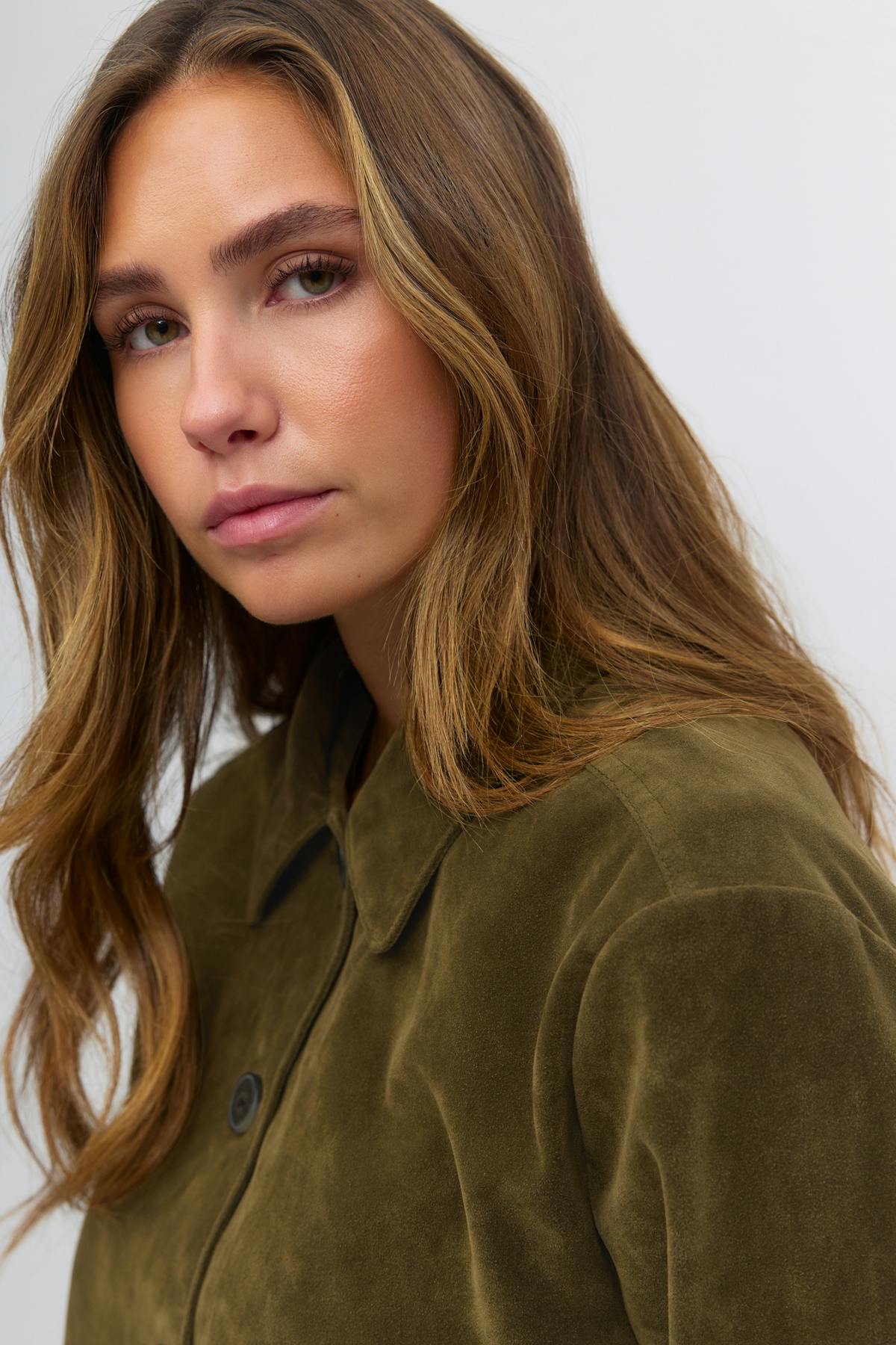 Faux suede short jacket - Beige