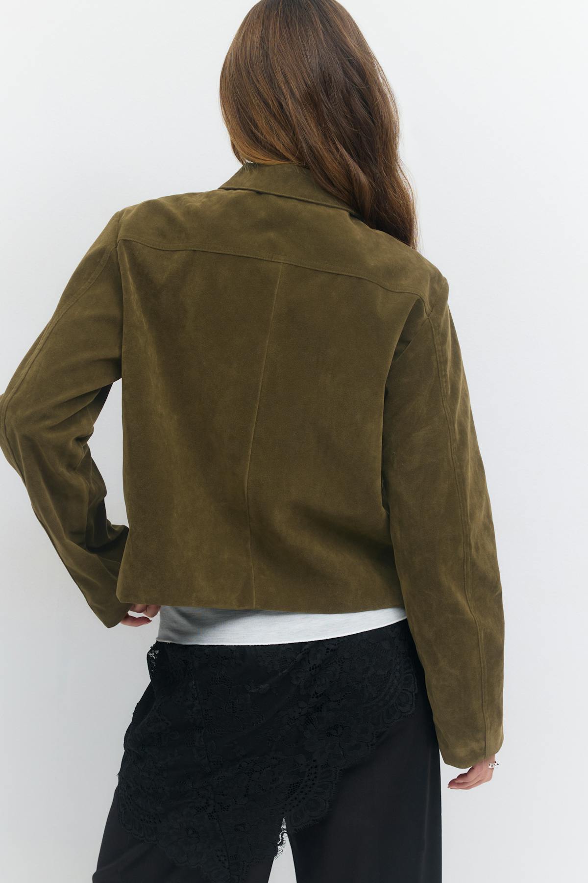 Faux suede short jacket - Beige