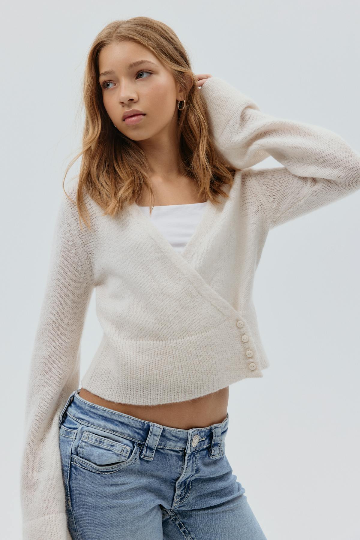 Y v-neck knitted sweater - Gardenia