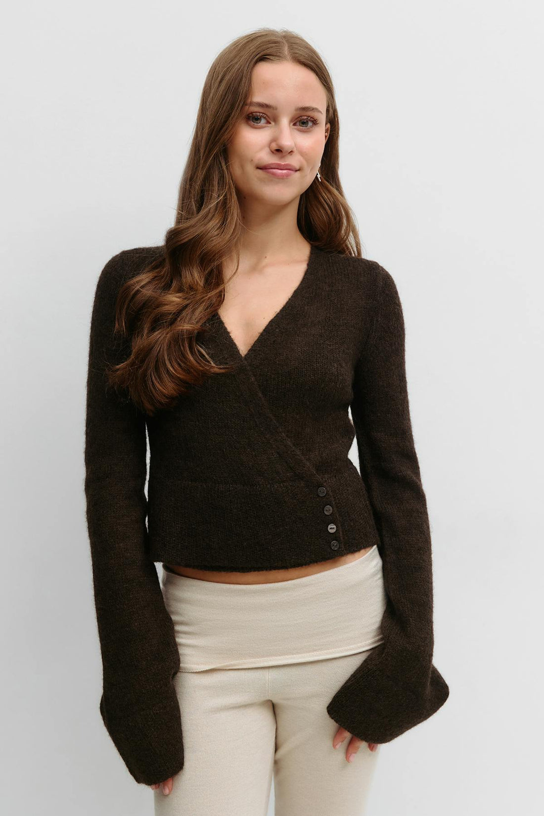 Y v-neck knitted sweater - Chocolate brown