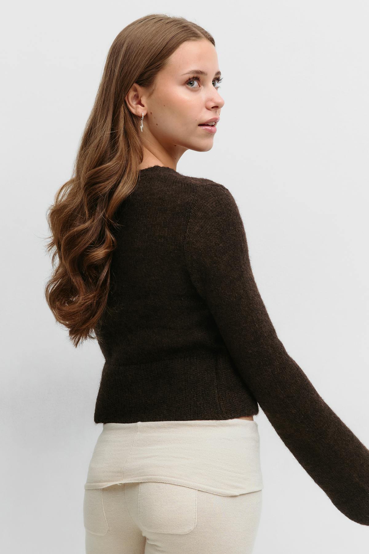 Y v-neck knitted sweater - Chocolate brown