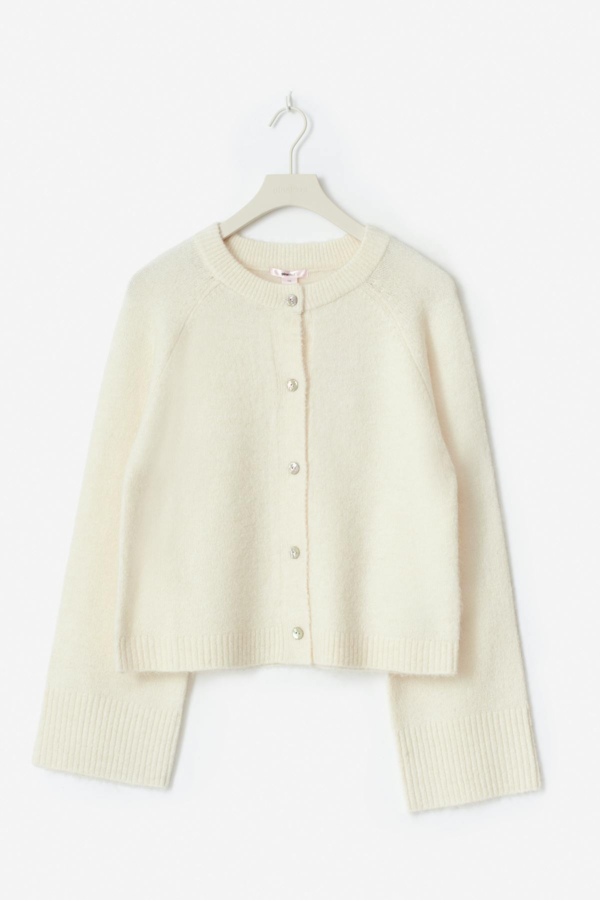 Y knitted cardigan - Gardenia