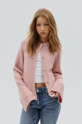 Y knitted cardigan - Oat melange