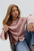 Y knitted cardigan - Oat melange
