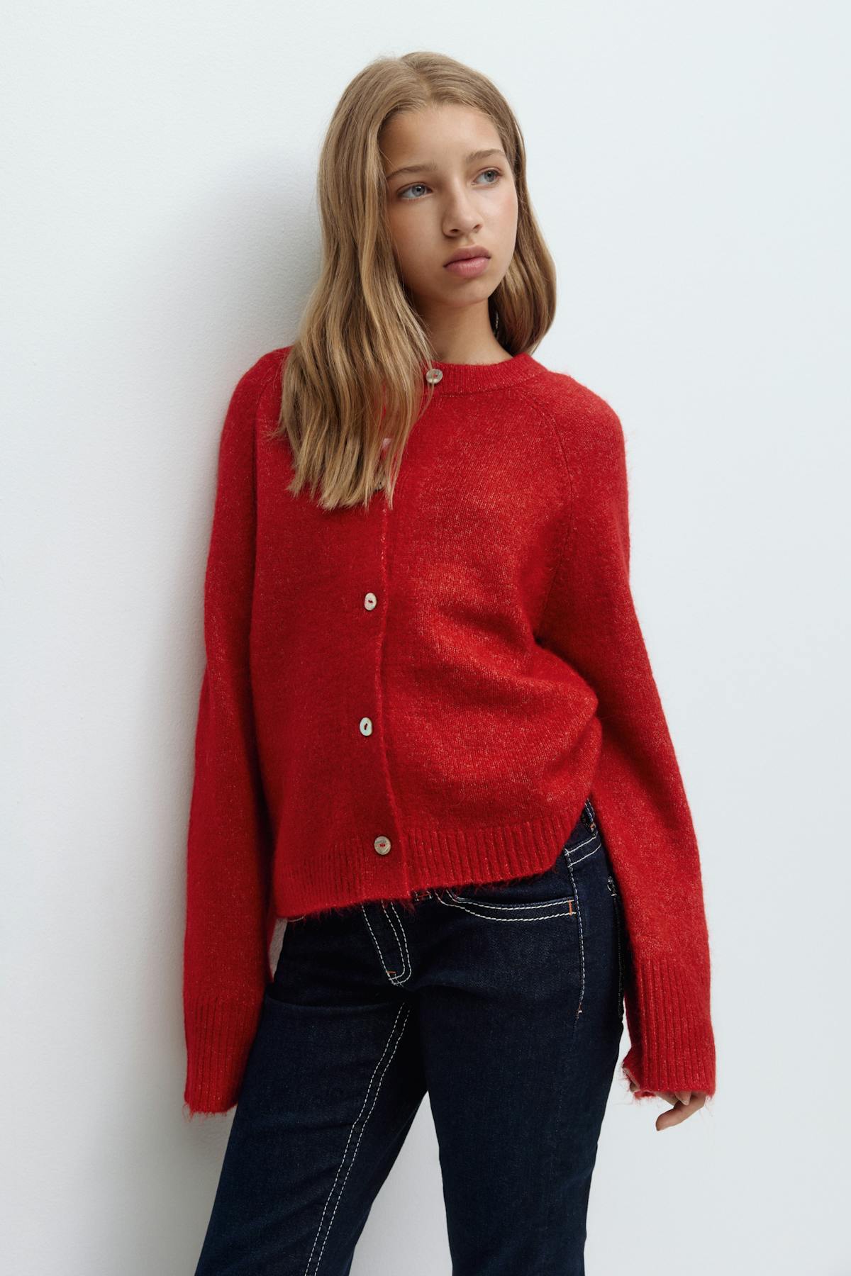 Y knitted cardigan - Soft pink