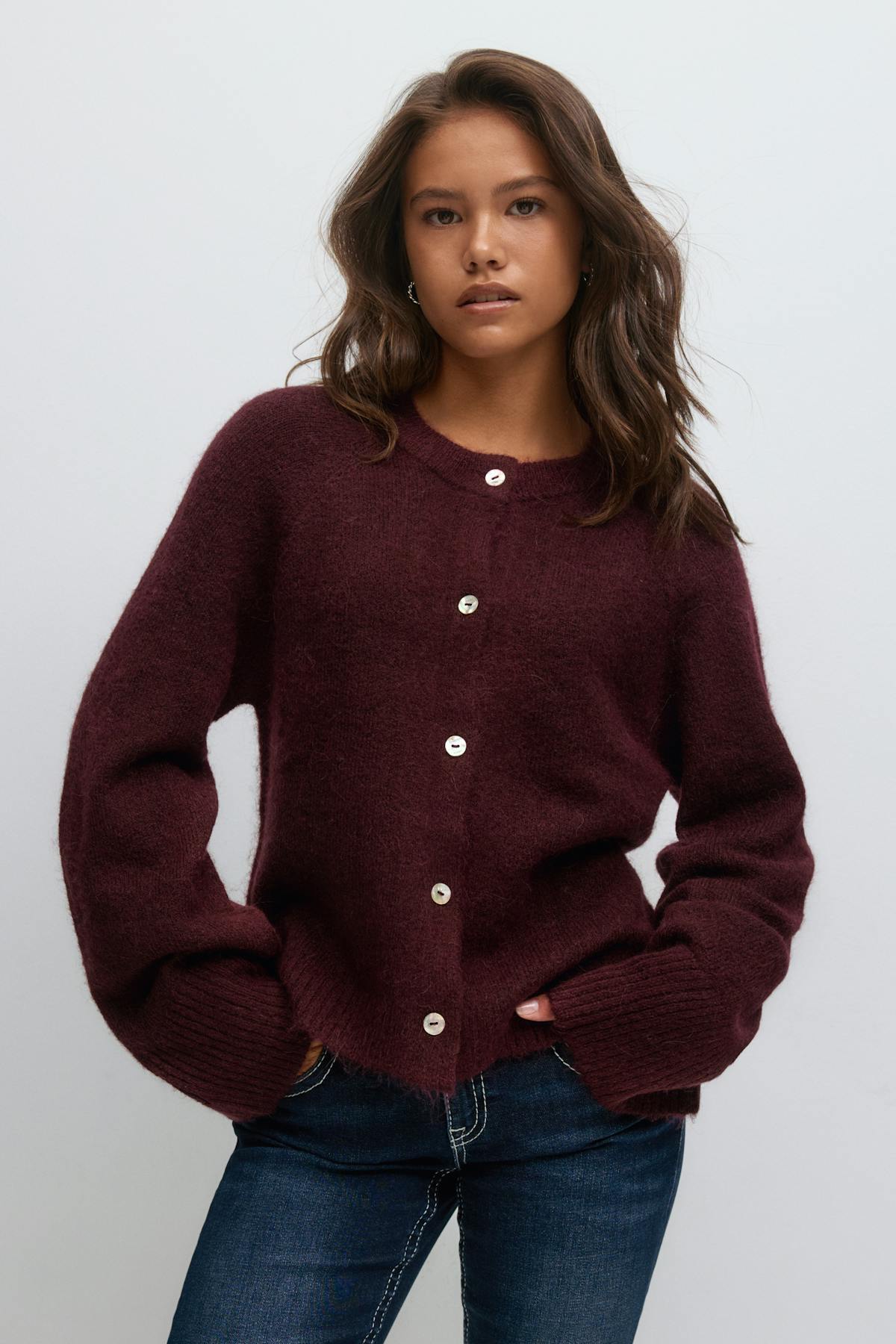 Y knitted cardigan - Lipstick red