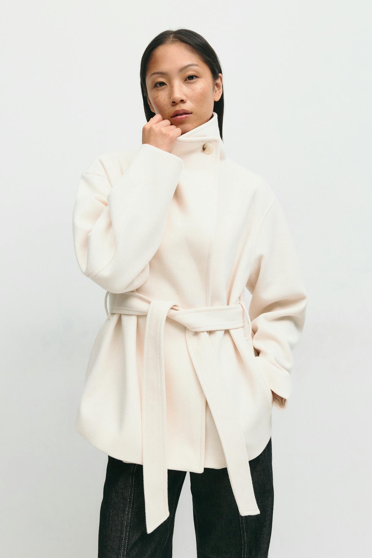 High neck short jacket - Noir