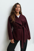 High neck short jacket - Dk grey melange