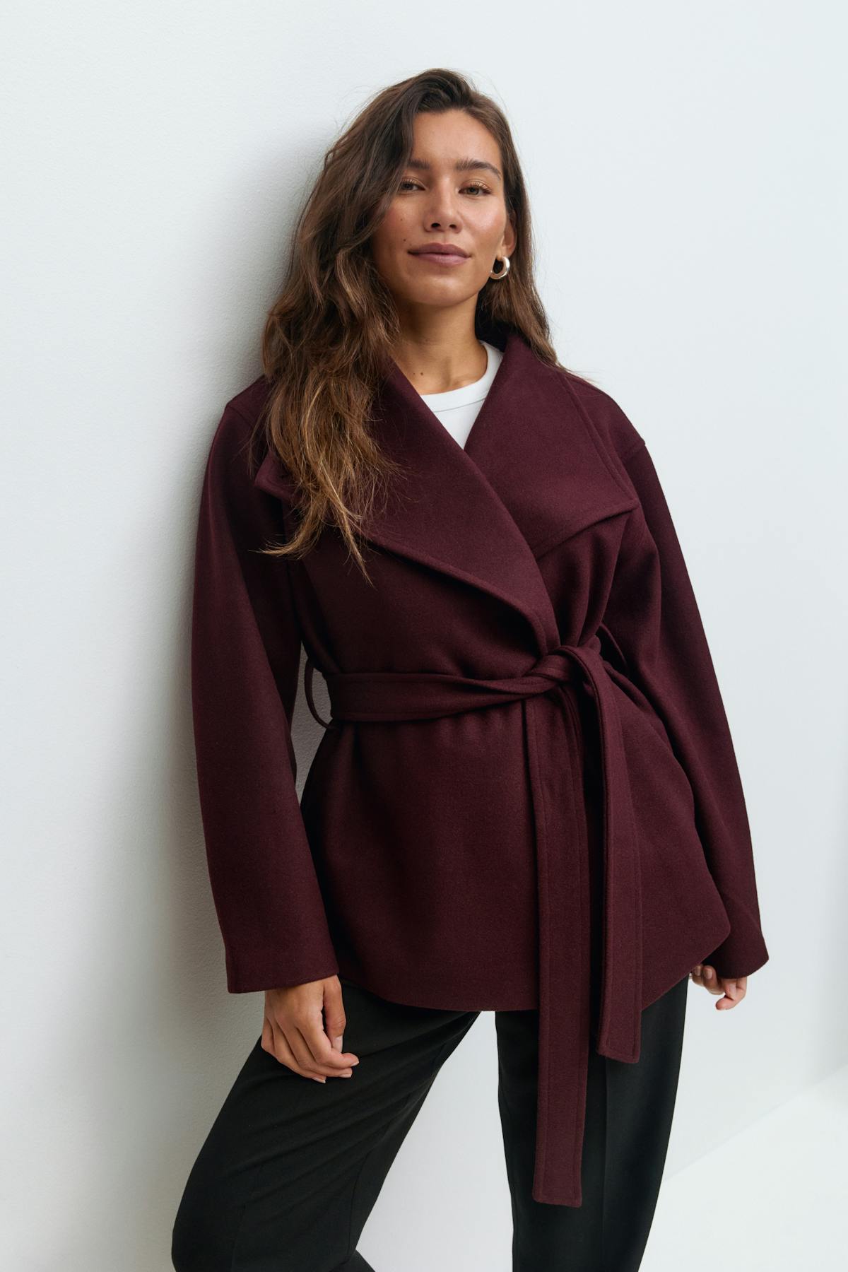High neck short jacket - Dk grey melange