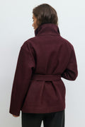 High neck short jacket - Dk grey melange