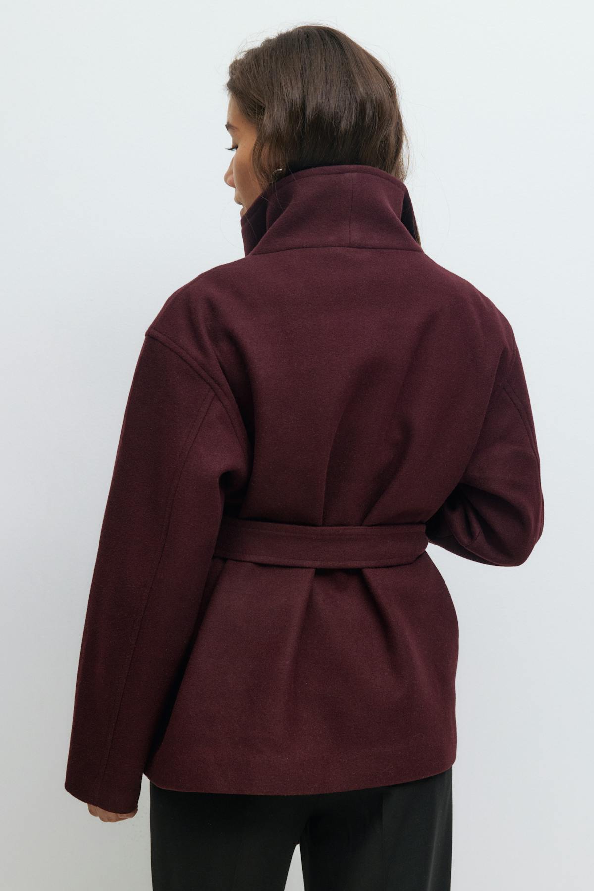 High neck short jacket - Dk grey melange
