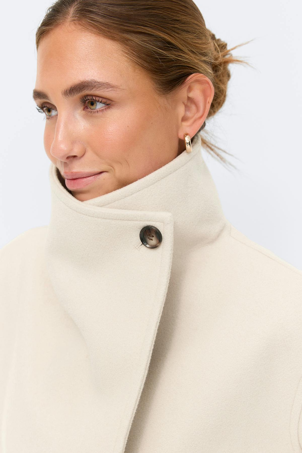 High neck short jacket - Khaki beige