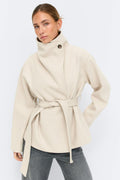 High neck short jacket - Khaki beige