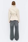 High neck short jacket - Khaki beige