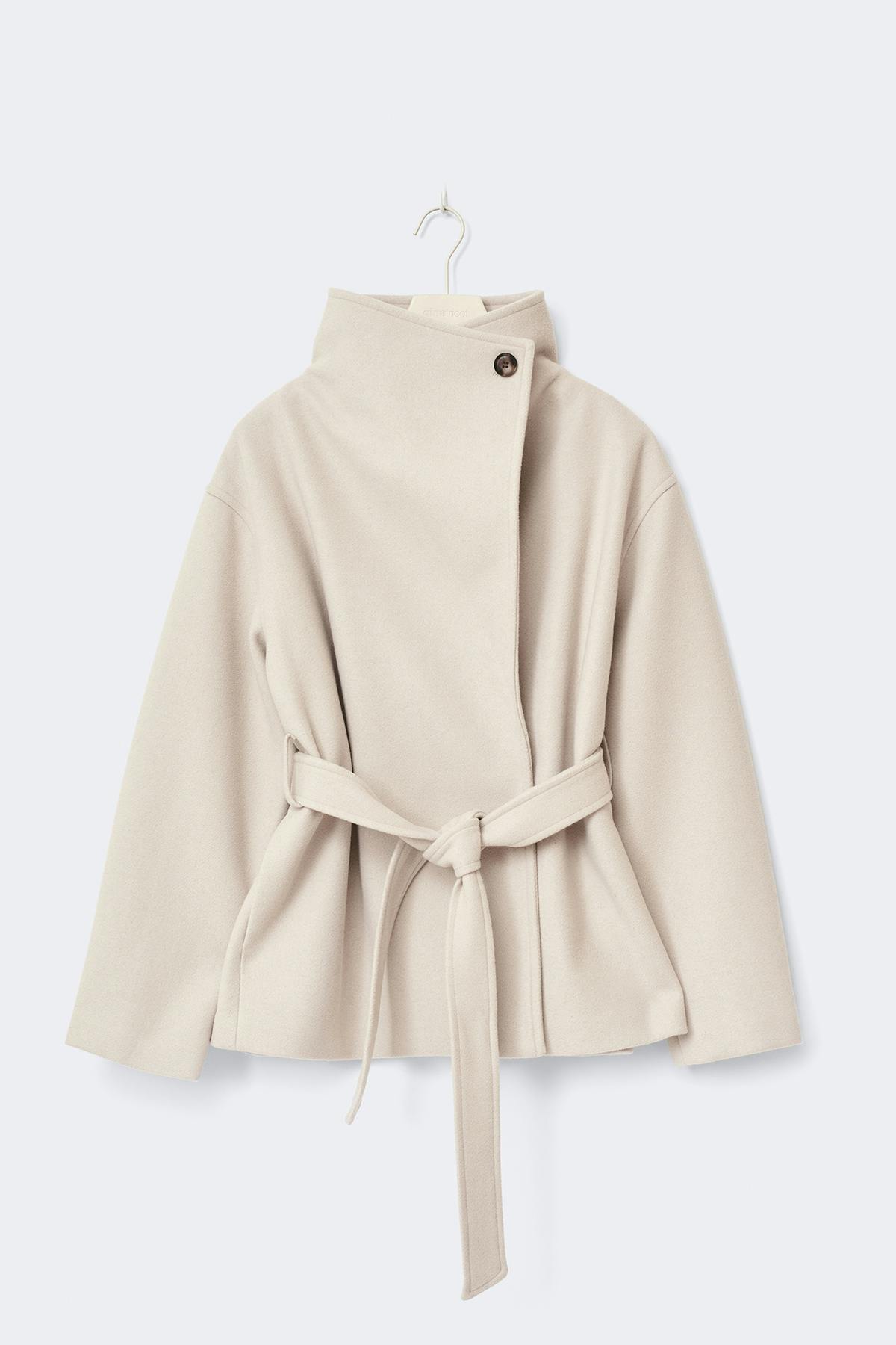 High neck short jacket - Khaki beige