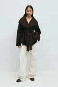 High neck short jacket - Creme