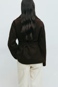 High neck short jacket - Marron foncé
