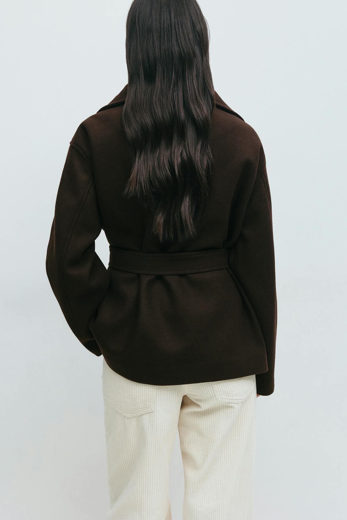 High neck short jacket - Marron foncé
