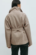 High neck short jacket - Cold beige mel