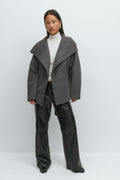 High neck short jacket - Marron foncé