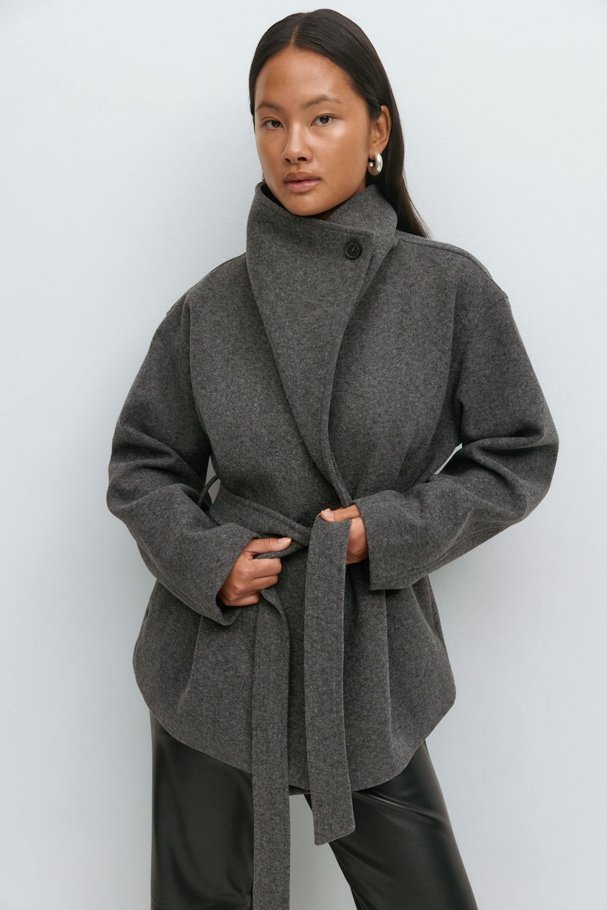 High neck short jacket - Marron foncé