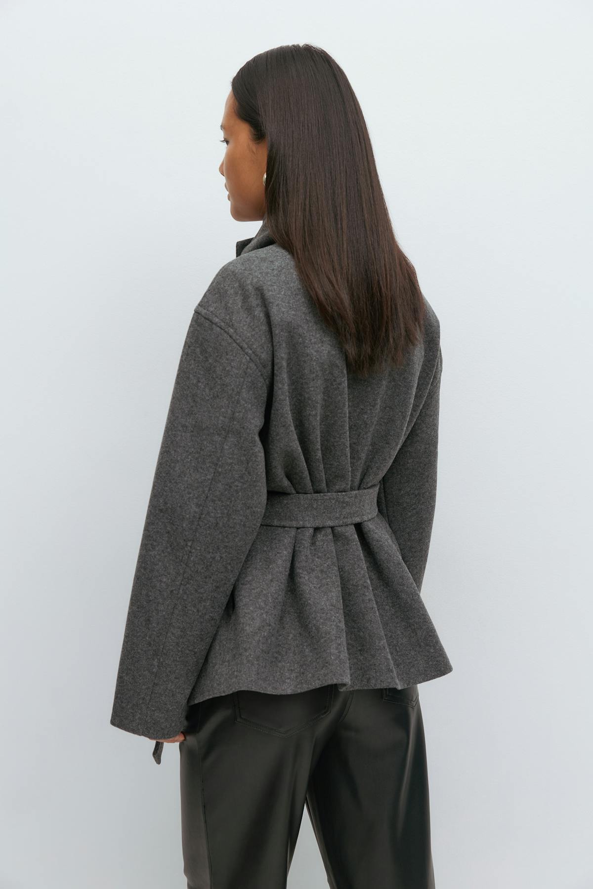 High neck short jacket - Marron foncé