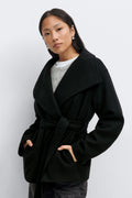 High neck short jacket - Cold beige mel