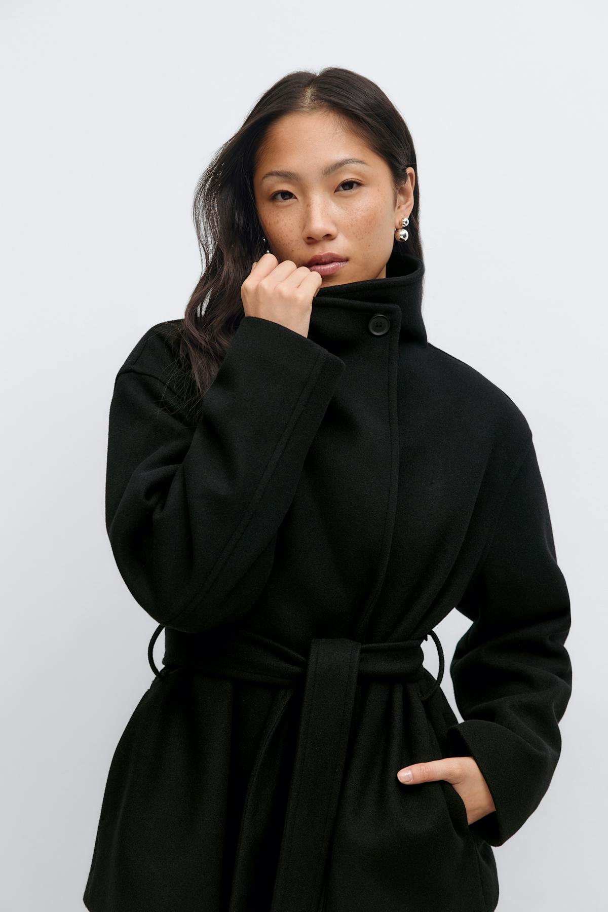 High neck short jacket - Noir