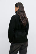 High neck short jacket - Noir