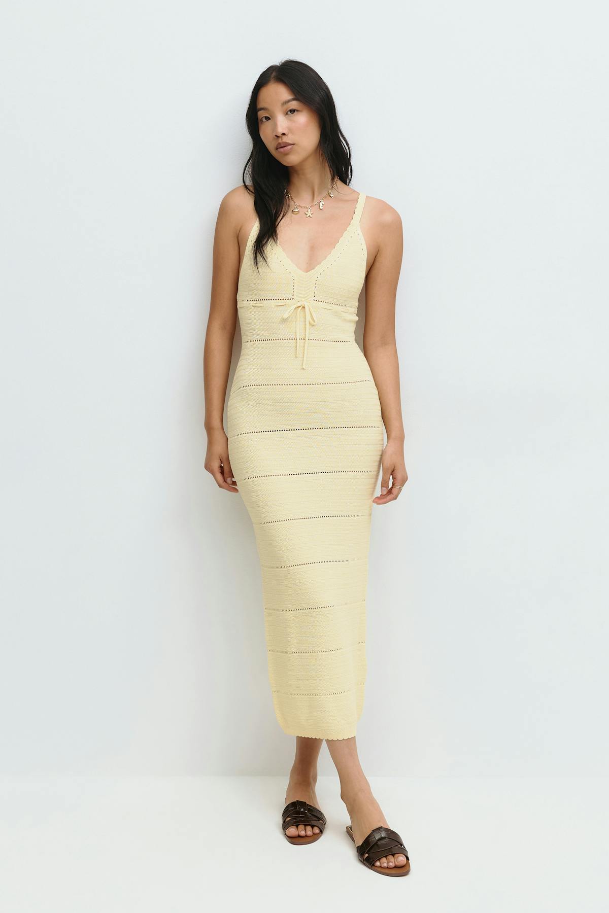 Knitted midi dress - Seal brown