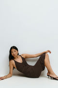 Knitted midi dress - Seal brown